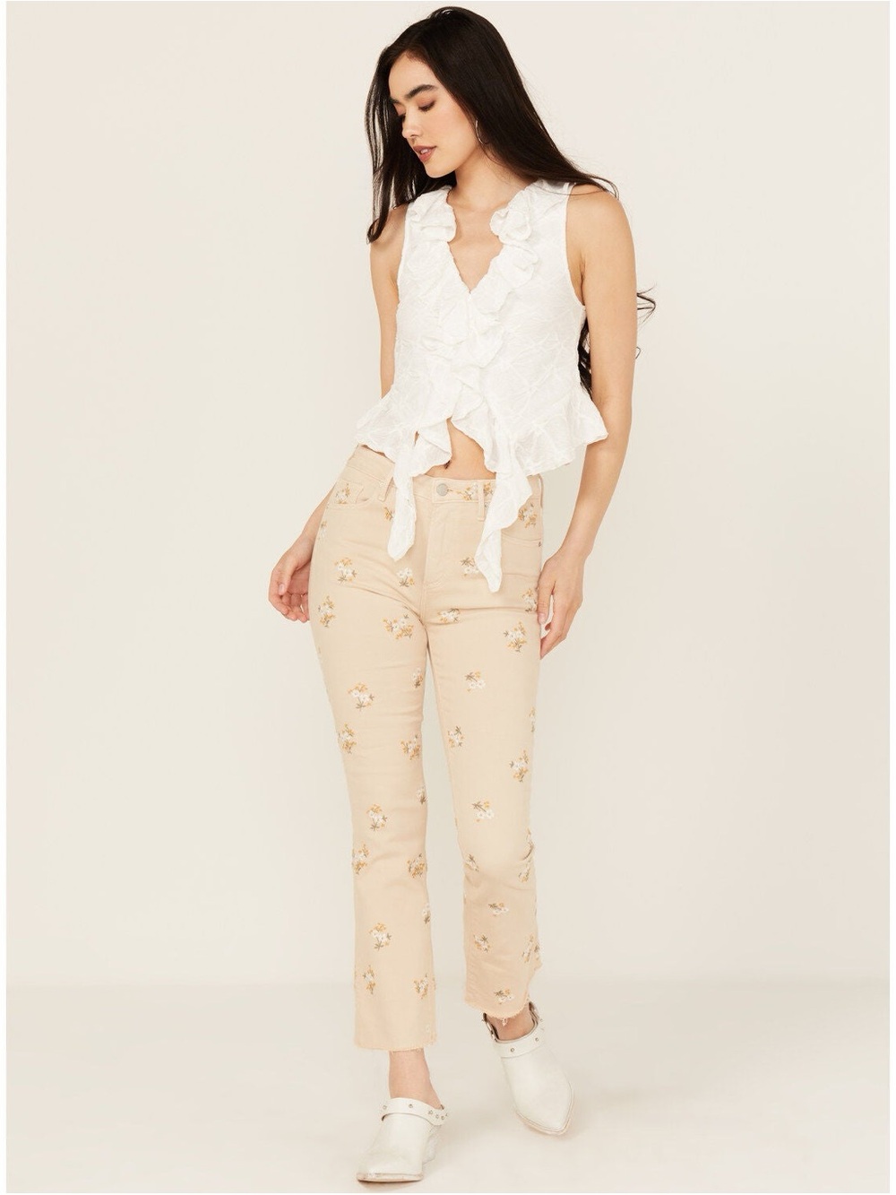 DRIFTWOOD Cream Embroidered Corduroy Pants